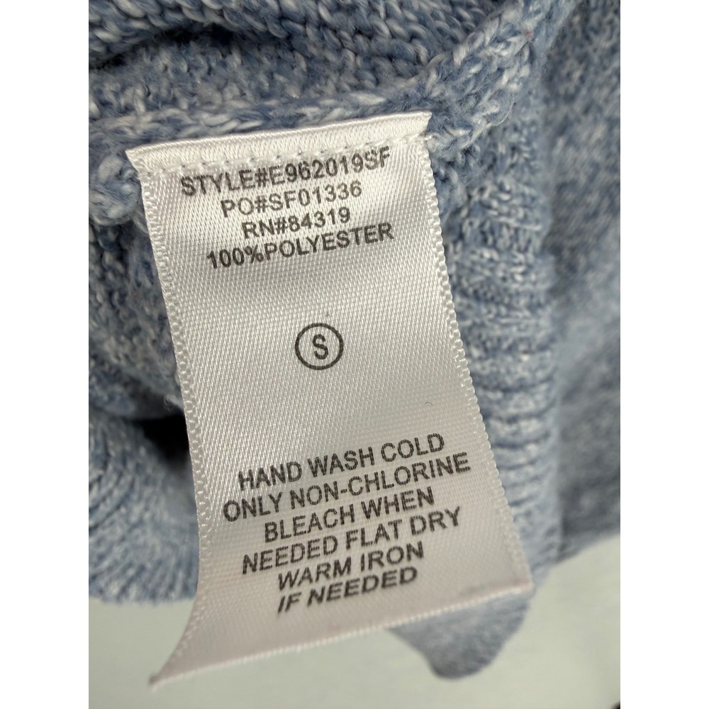 Evolution by Cyrus Womens Sweater Blue Marled Cowl Neck Knit Small - Picture 4 of 7